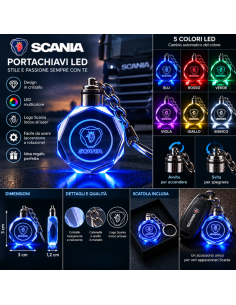 Portachiavi Scania LED Multicolore con Logo Luminoso –... 2