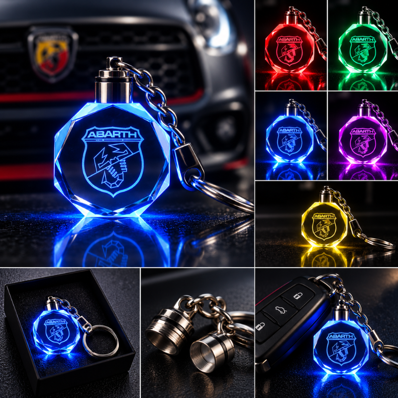 Portachiavi Abarth LED Multicolore con Logo...