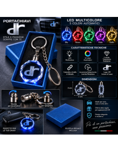 Portachiavi DR Automobiles LED Multicolore con Logo... 2