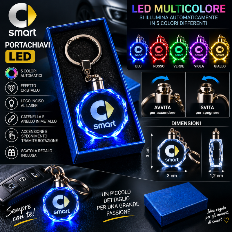 Portachiavi Smart LED Multicolore con Logo...