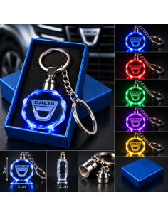 Portachiavi Dacia LED Multicolore con Logo Luminoso –...