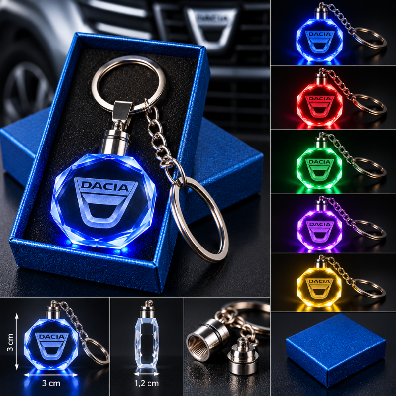 Portachiavi Dacia LED Multicolore con Logo...