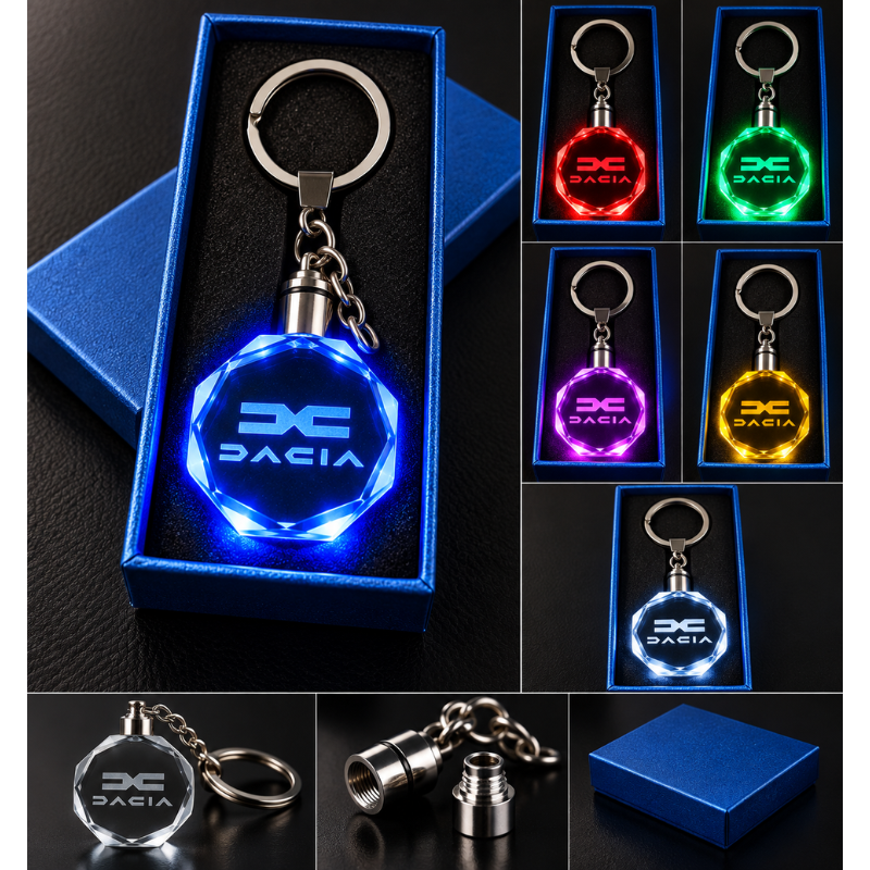Portachiavi Dacia Nuovo Logo LED Multicolore –...