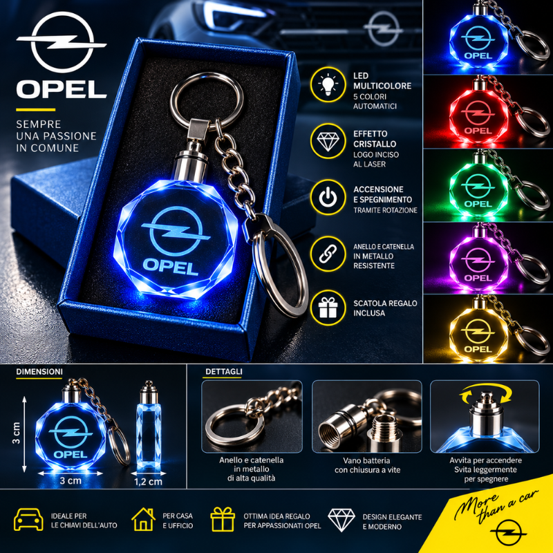 Portachiavi Opel LED Multicolore con Logo...