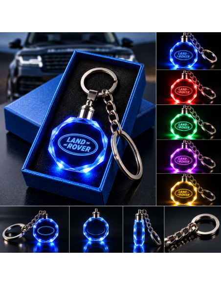 Portachiavi Land Rover LED Multicolore con Logo Luminoso – Portachiavi Auto Effetto Cristallo