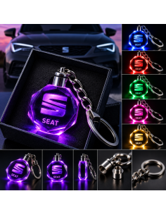 Portachiavi SEAT LED Multicolore con Logo Luminoso –...
