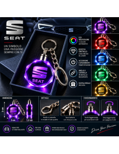 Portachiavi SEAT LED Multicolore con Logo Luminoso –... 2