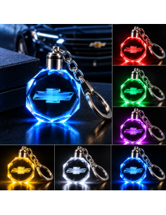 Portachiavi Chevrolet LED Multicolore con Logo Luminoso –...