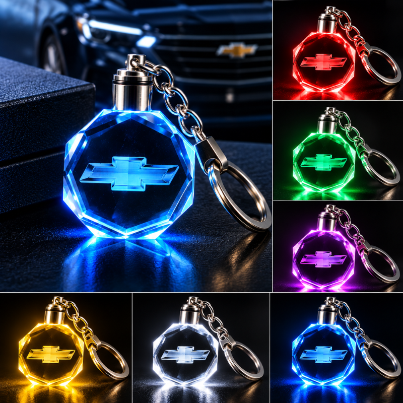 Portachiavi Chevrolet LED Multicolore con Logo...
