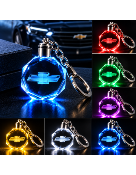 Portachiavi Chevrolet LED Multicolore con Logo Luminoso – Portachiavi Auto Effetto Cristallo