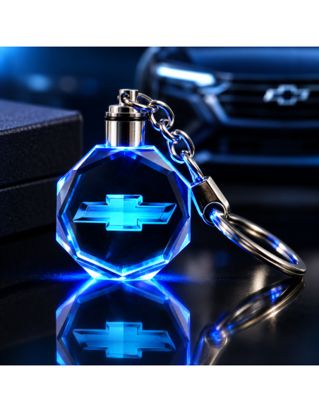 Portachiavi Chevrolet LED Multicolore con Logo Luminoso – Portachiavi Auto Effetto Cristallo