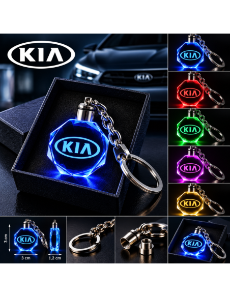 Portachiavi KIA LED Multicolore con Logo Luminoso – Portachiavi Auto Effetto Cristallo