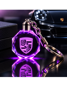 Portachiavi Porsche LED Multicolore con Logo Luminoso –...