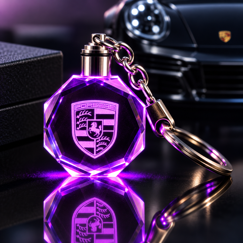 Portachiavi Porsche LED Multicolore con Logo...