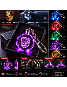 Portachiavi Porsche LED Multicolore con Logo Luminoso –... 2