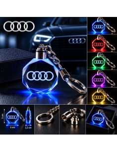 Portachiavi Audi LED Multicolore con Logo Luminoso –...