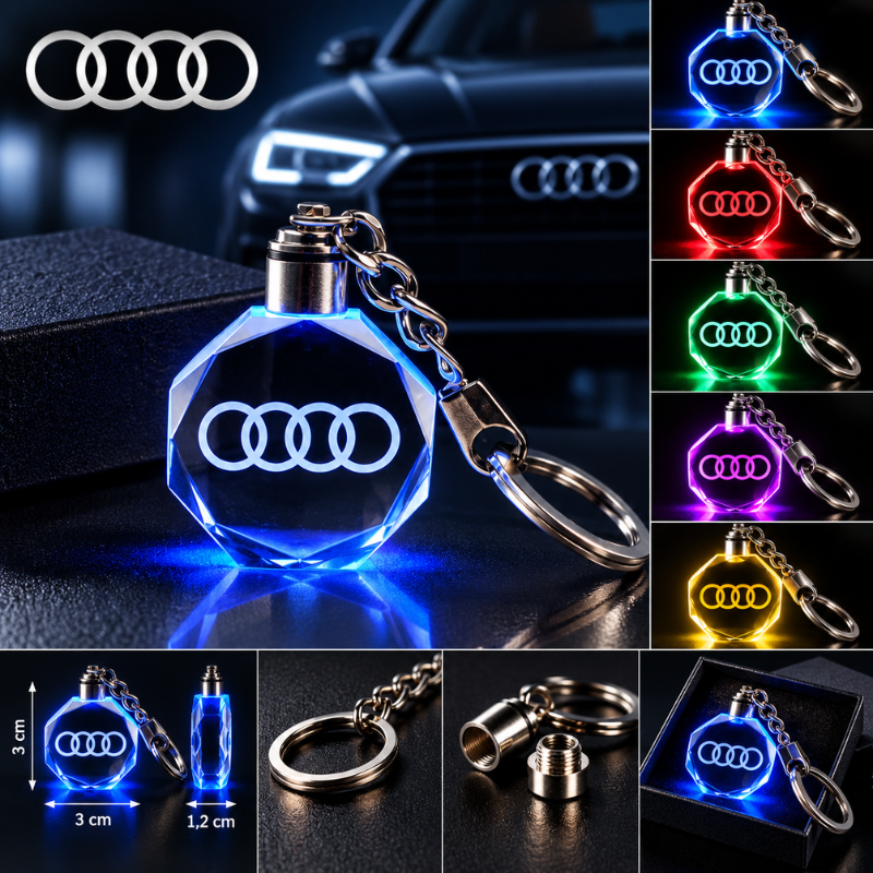 Portachiavi Audi LED Multicolore con Logo...