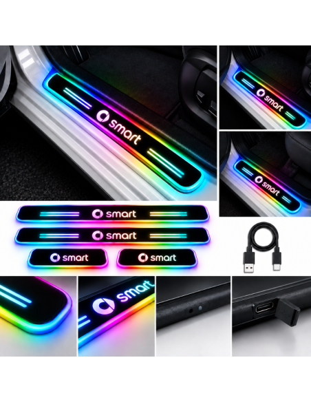 4 Battitacco LED Smart RGB Multicolore Senza Fili – Anteriori e Posteriori Adesivi Ricaricabili USB