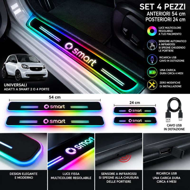 4 Battitacco LED Smart RGB Multicolore Senza...