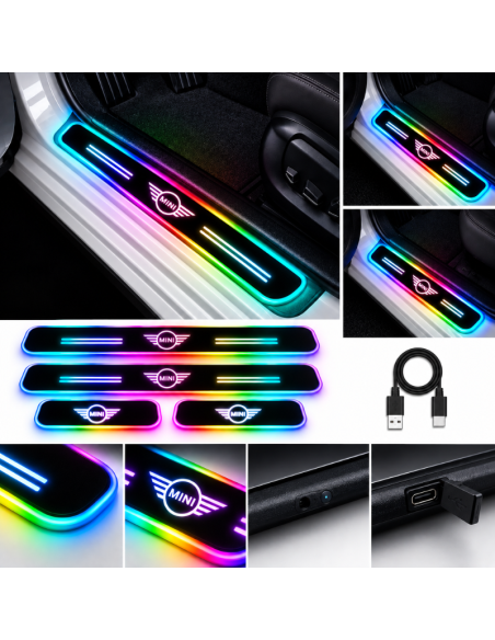 4 Battitacco LED MINI RGB Multicolore Senza Fili – Anteriori e Posteriori Ricaricabili USB