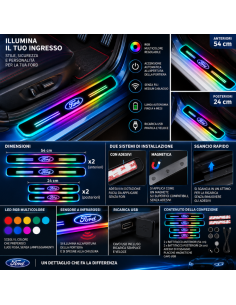4 Battitacco LED Ford RGB Multicolore Senza Fili –... 2