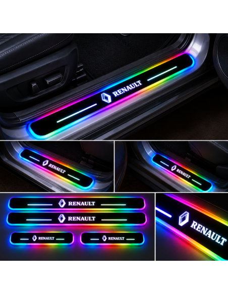 4 Battitacco LED Renault RGB Multicolore Senza Fili – Anteriori e Posteriori Ricaricabili USB