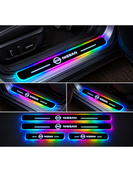 4 Battitacco LED Nissan RGB Multicolore Senza Fili – Anteriori e Posteriori Ricaricabili USB