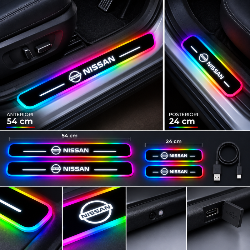 4 Battitacco LED Nissan RGB Multicolore Senza...