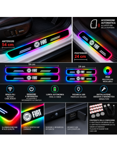 4 Battitacco LED Fiat RGB Multicolore Senza Fili –... 2