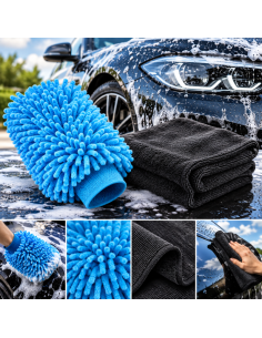 Kit Lavaggio Auto 2 Pezzi in Microfibra – Guanto Lavaggio...