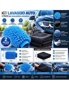 Kit Lavaggio Auto 2 Pezzi in Microfibra – Guanto Lavaggio... 2
