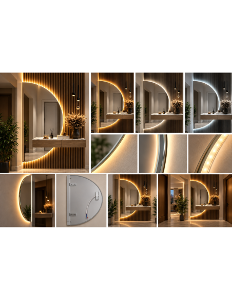 Specchio LED da Parete Senza Cornice 80x160 cm con Luce Tricolore e Controllo Touch – Specchio Moderno Design