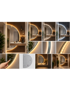 Specchio LED da Parete Senza Cornice 60x120 cm con Luce...