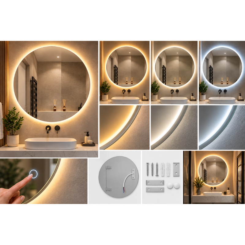 Specchio LED Rotondo da Parete 60 cm Senza...