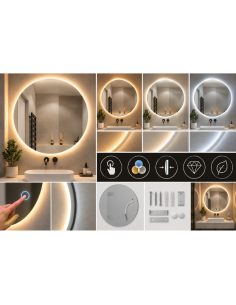 Specchio LED Rotondo da Parete 60 cm Senza Cornice con... 2