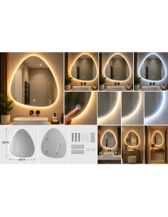 Specchio LED Irregolare 60x60 cm da Parete Senza Cornice...
