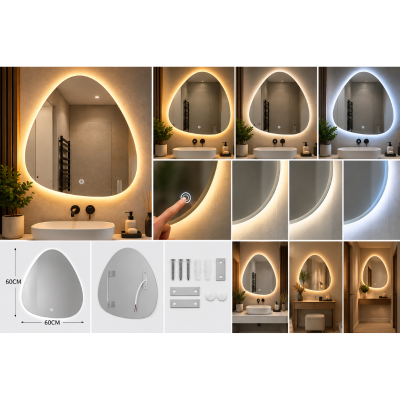 Specchio LED Irregolare 60x60 cm da Parete...