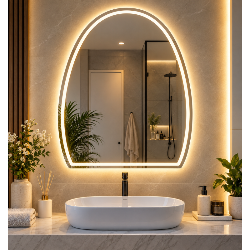 Specchio LED ad Arco 50x70 cm da Parete Senza...