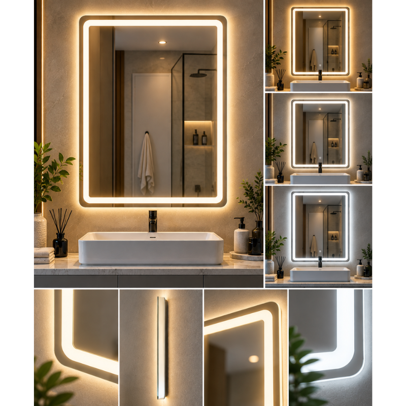 Specchio LED Rettangolare 50x70 cm da Parete...