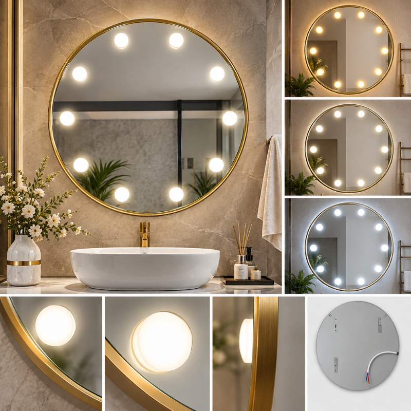 Specchio LED Rotondo 60x60 cm con Cornice...