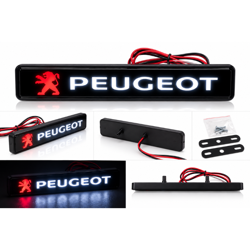 Logo Peugeot LED Bianco 16 cm per Griglia...