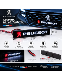 Logo Peugeot LED Bianco 16 cm per Griglia Anteriore Auto... 2