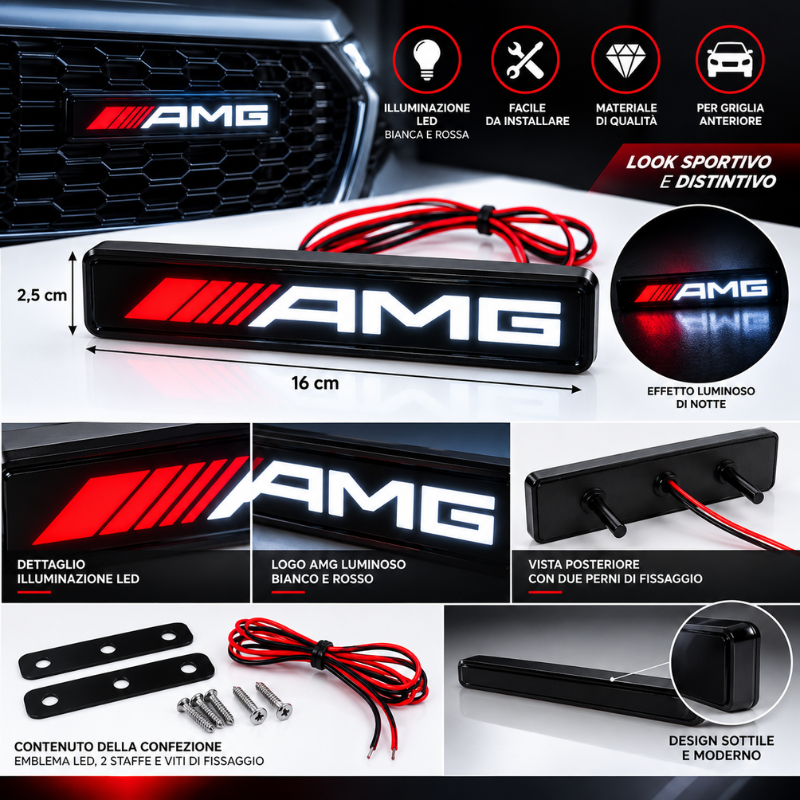 Logo AMG LED 16 cm per Griglia Auto – Emblema...