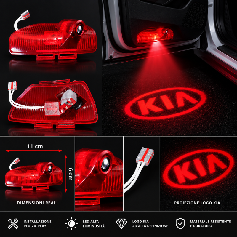 2x Luci Sottoporta LED Kia con Proiettore Logo...