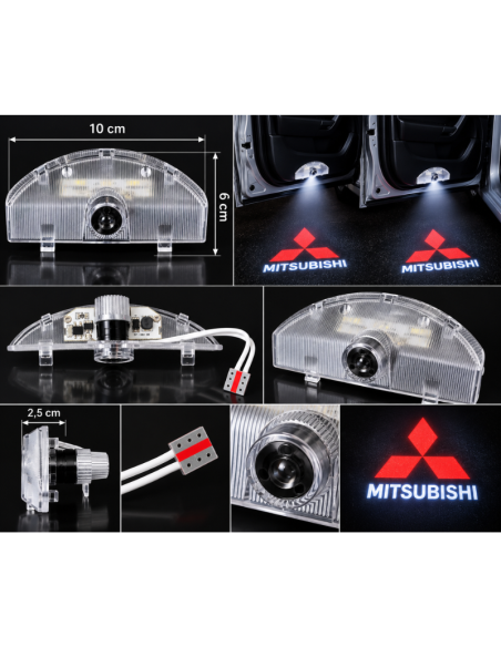 2x Luci Sottoporta LED Mitsubishi con Proiettore Logo – Luci Portiera Plug & Play 10x6 cm