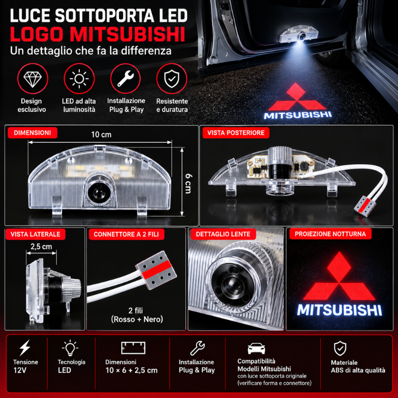 2x Luci Sottoporta LED Mitsubishi con...
