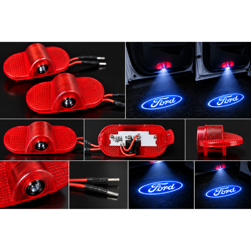 2x Luci Sottoporta LED Ford con Proiettore Logo...
