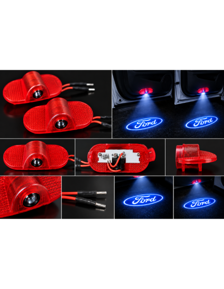 2x Luci Sottoporta LED Ford con Proiettore Logo – Luci Portiera Plug & Play 7x3 cm