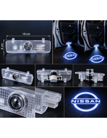 2x Luci Sottoporta LED Nissan con Proiettore Logo – Luci Portiera Plug & Play 10x4 cm