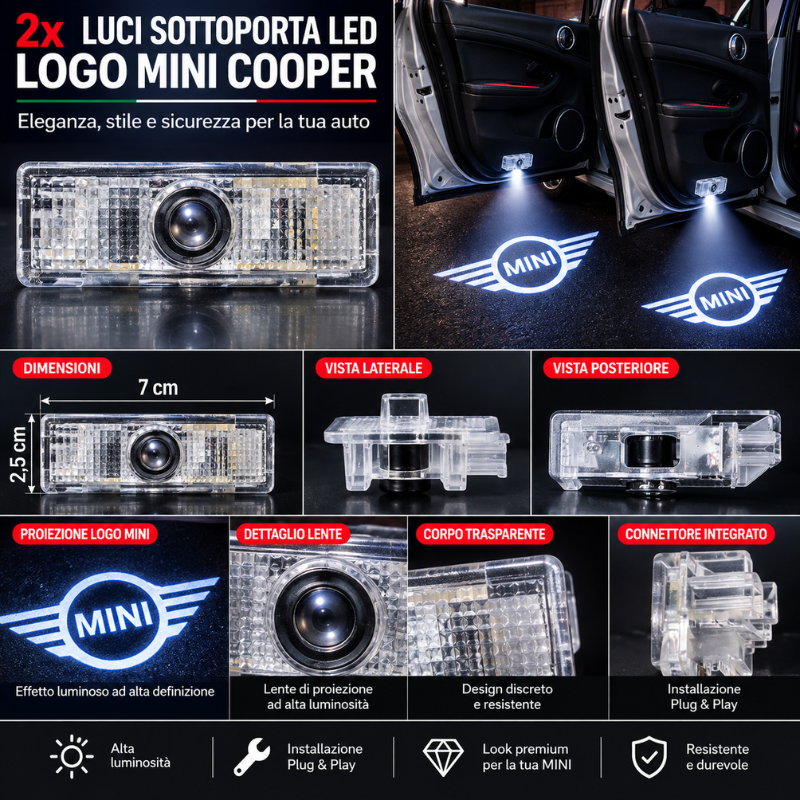 2x Luci Sottoporta LED MINI Cooper con...